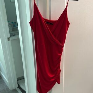 boohoo Red Draped romper/dress